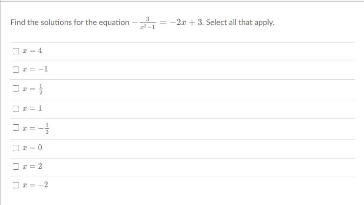 Find the solutions for the equation 3 -2x + 3.