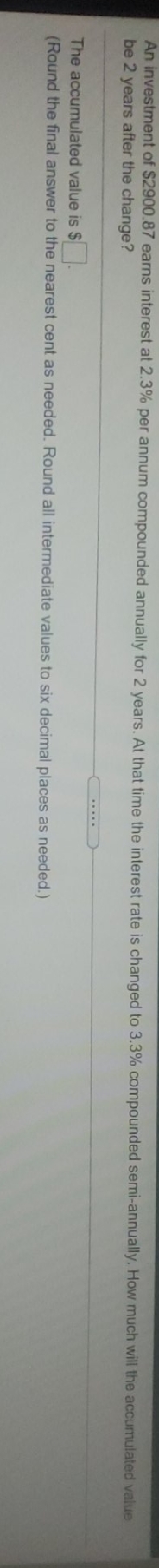 answer please An investment of $2900.87 earns