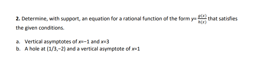 2. Determine, with support, an equation for a