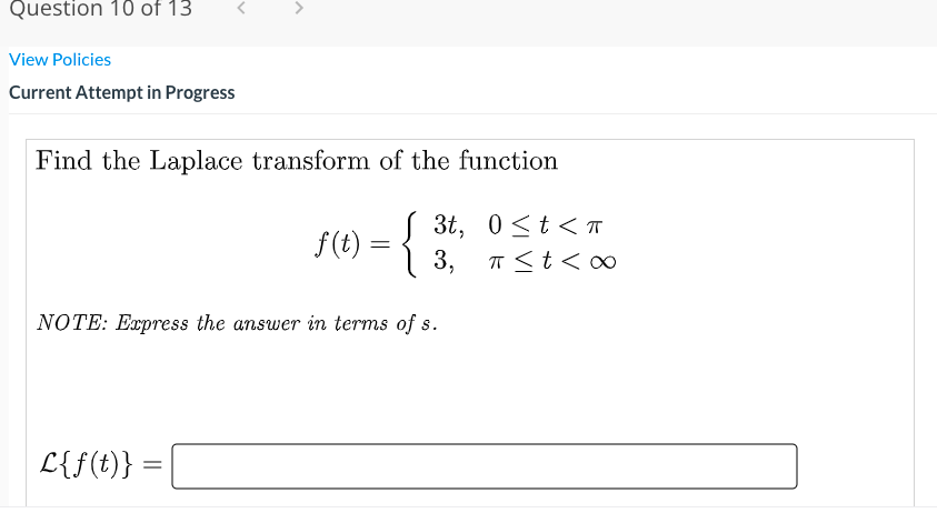 Question 10 of 13 View Policies Current Attempt