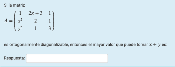 \fSi la matriz 2x +3 1 A = x 2 2 3 es