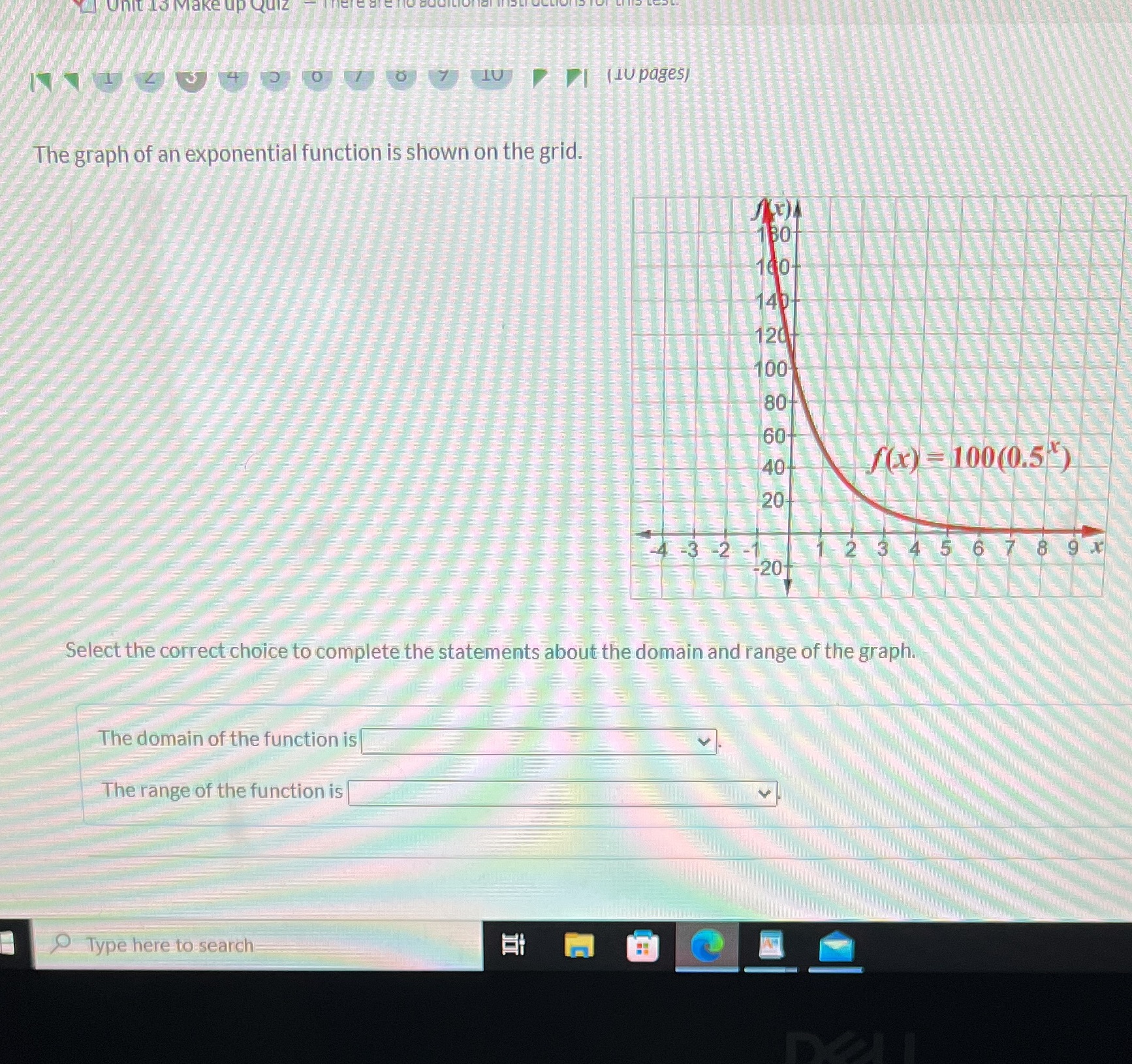 The options for the first one is The domain of
