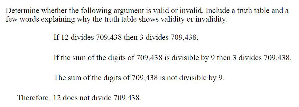 Determine whether the followdng argument is valid
