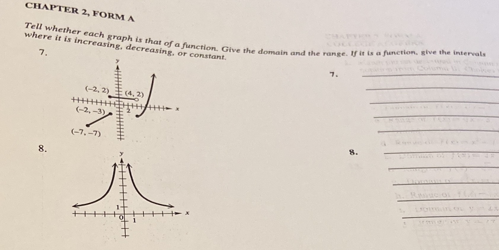 CHAPTER 2, FORM A CHATTED Tell whether each graph