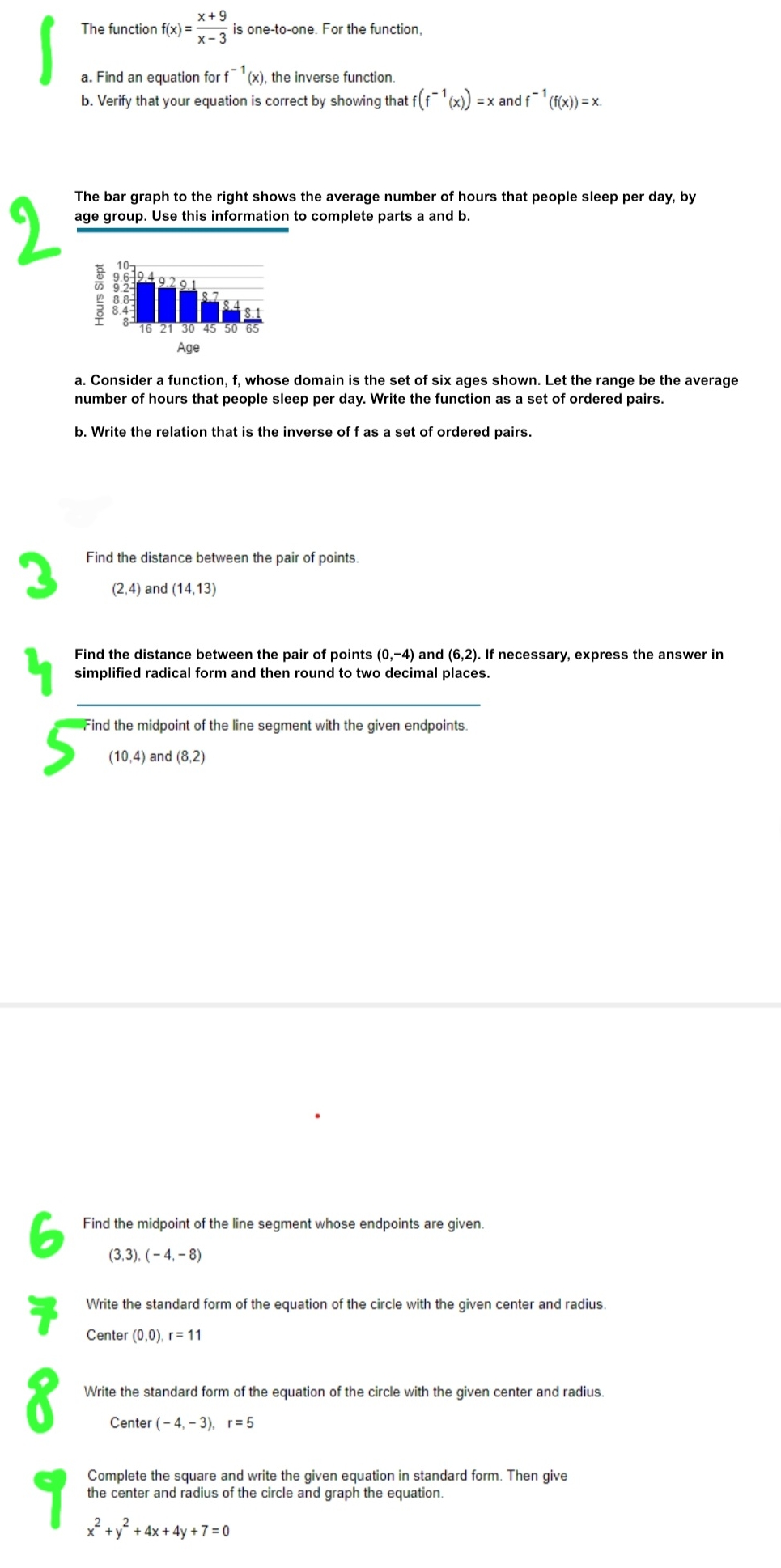 College Algebra x+9 The tundton x}: a Is