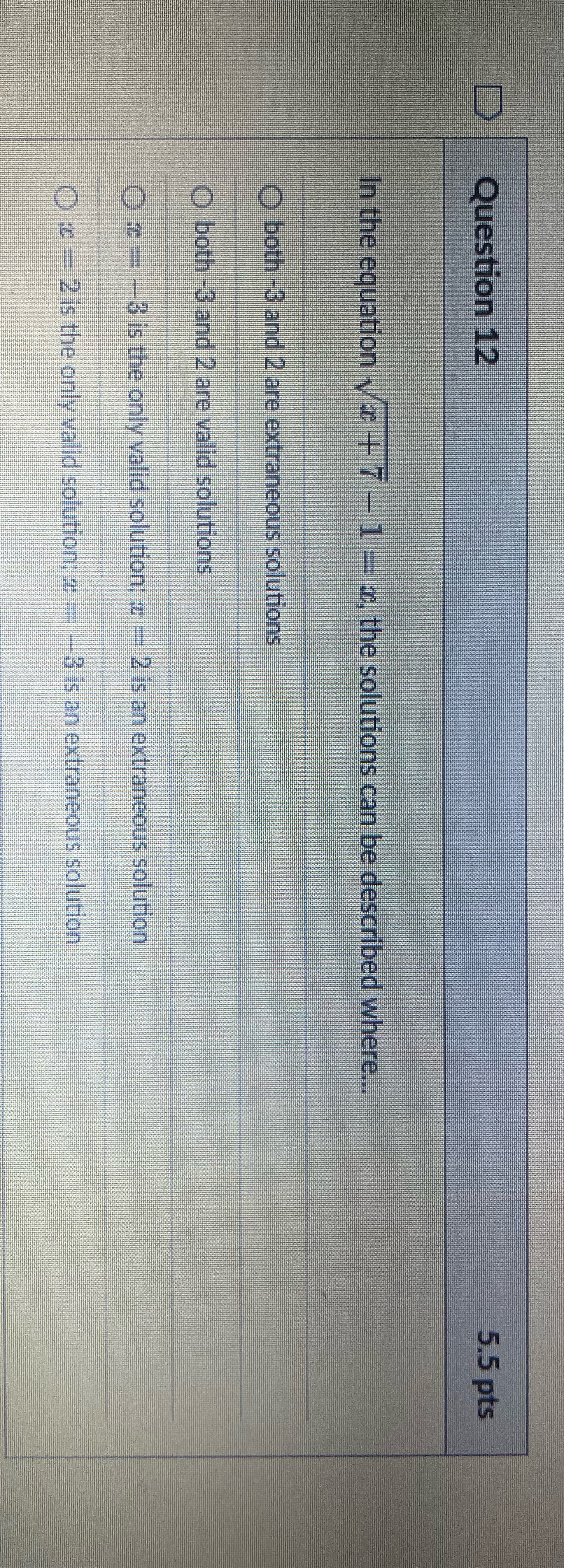 Question 12 5.5 pts In the equation va + 7 - 1 -