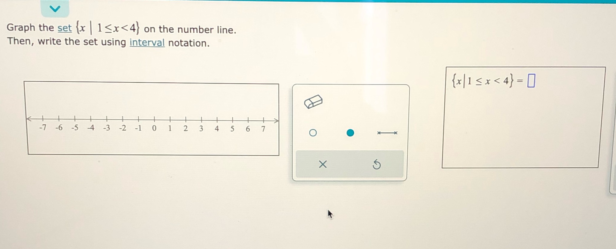 Graph the set (x | 1