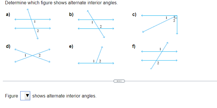 Determine which figure shows alternateinterior