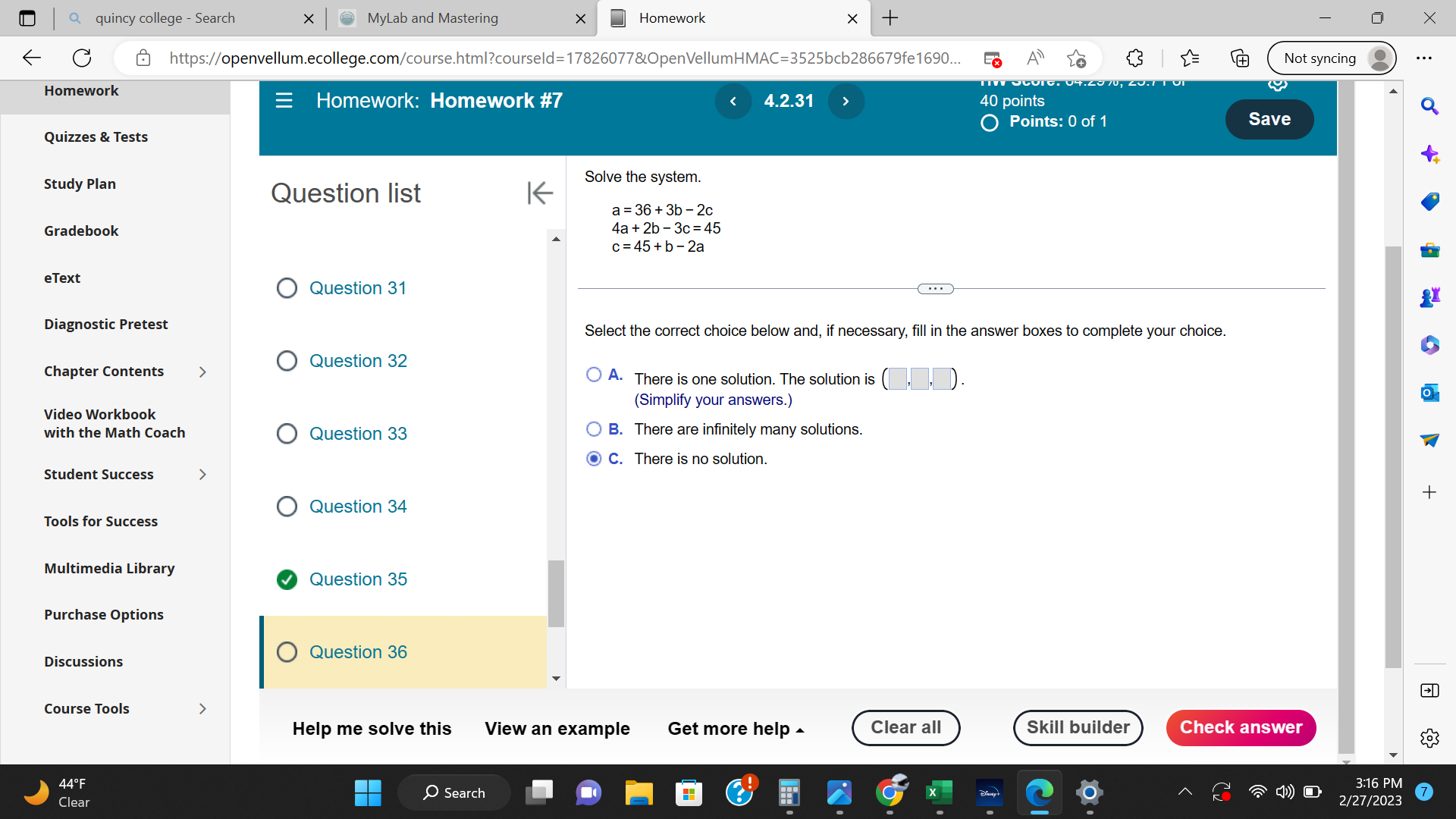 Q quincy college - Search x MyLab and Mastering X