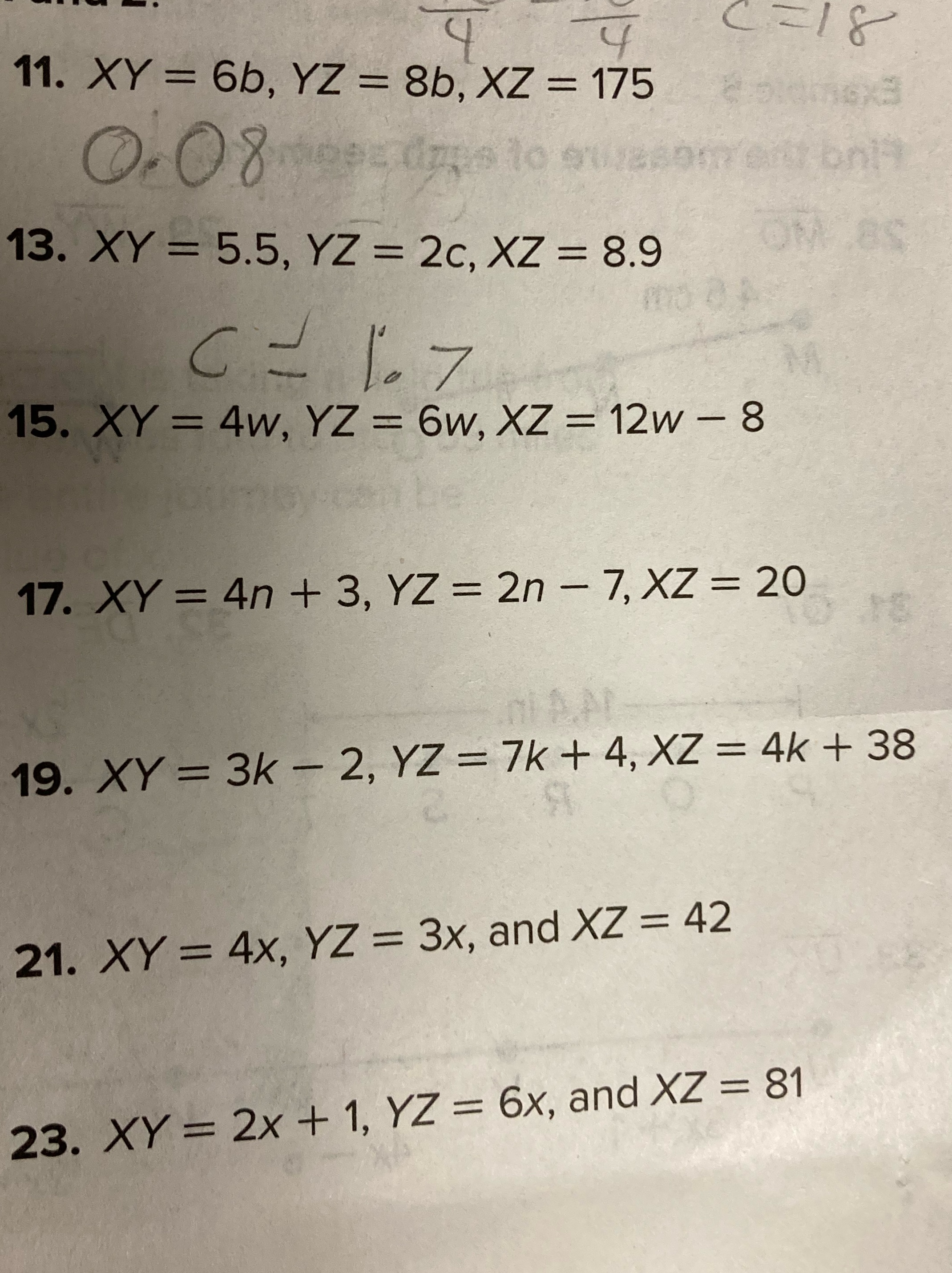 Find the value of the variable and YZ if Y is