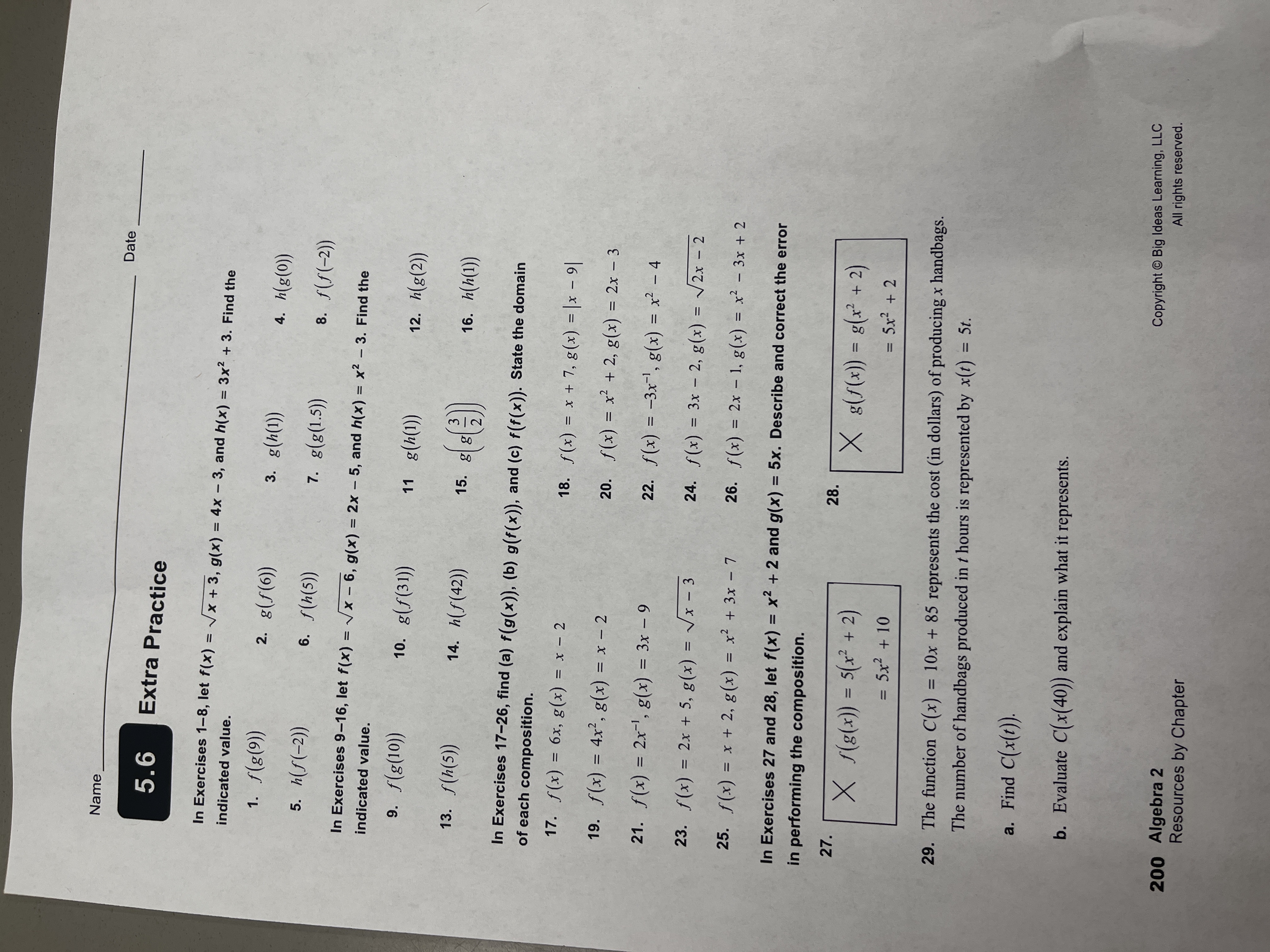 Name Date 5.6 Extra Practice In Exercises 1-8,