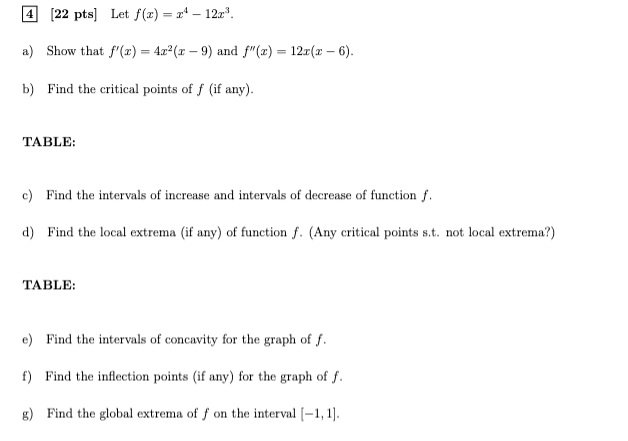 4 [22 pts] Let f(x) = p - 12x]. a) Show that