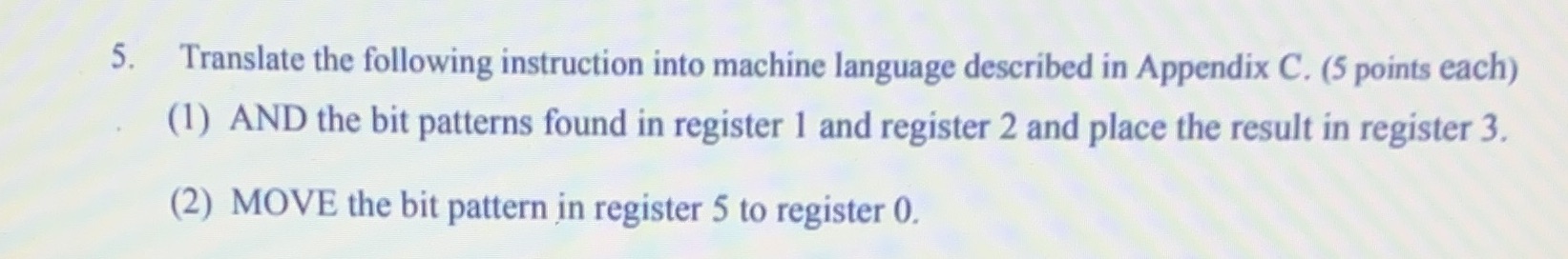 The Machine Language in Appendix C 1RXY LOAD the