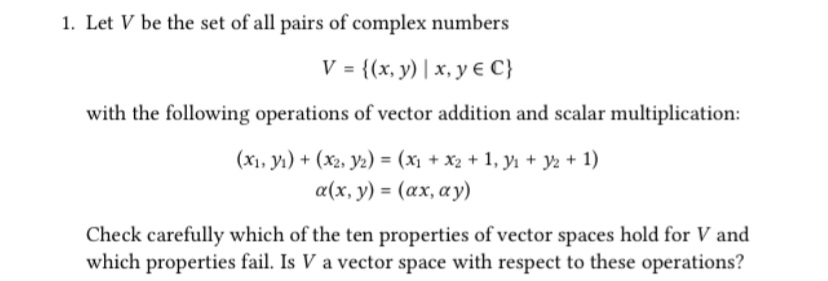 Could you help me with this question? 1. Let V be