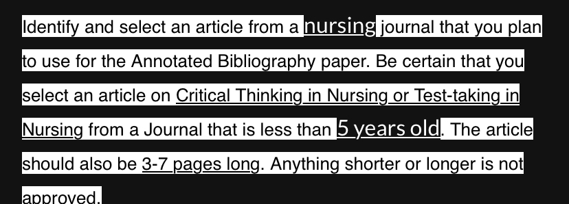 Annotated Bibliography Assignment During your