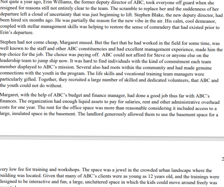 You are the consultantscheduled to lead the ABC