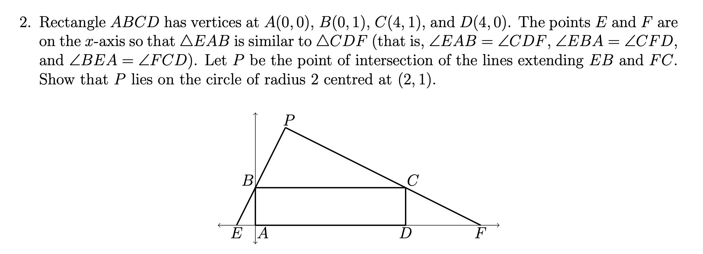 2. Rectangle ABCD has vertices at A(0, 0), B(0,