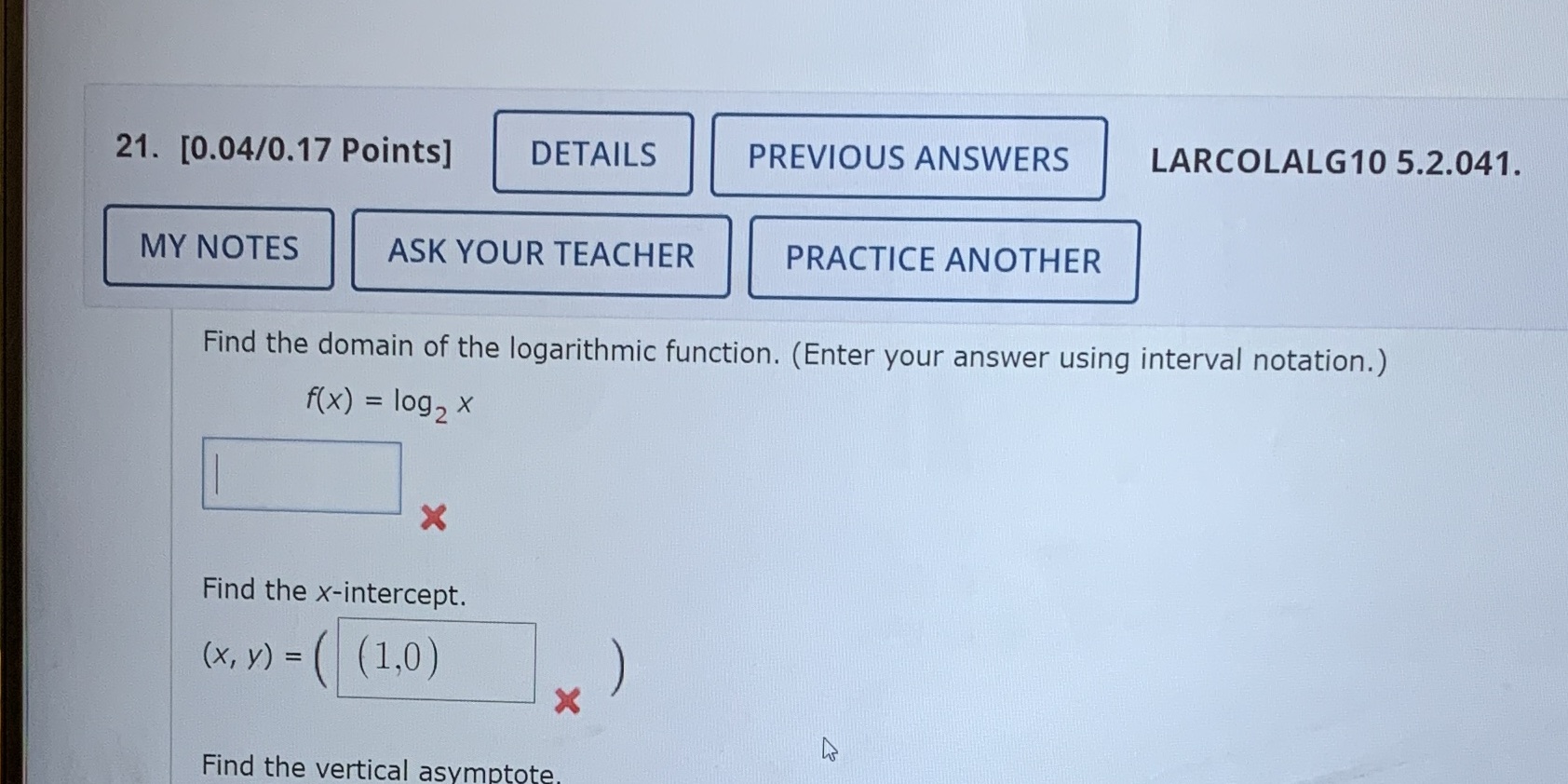 21. [0.04/0.17 Points] DETAILS PREVIOUS ANSWERS