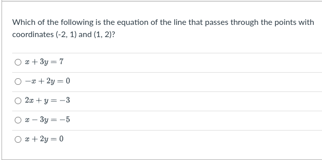 Which of the following is the equation of the
