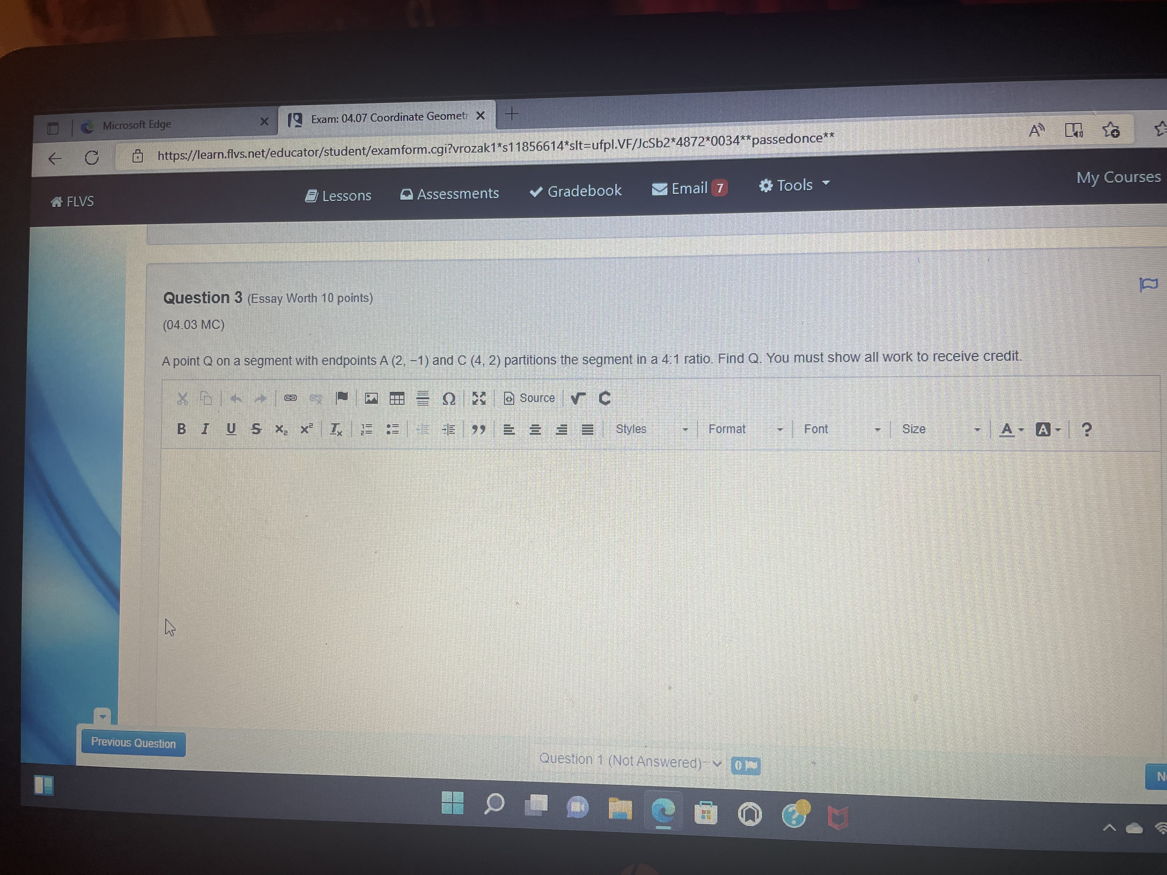 Microsoft Edge X Exam: 04.07 Coordinate Geomet X