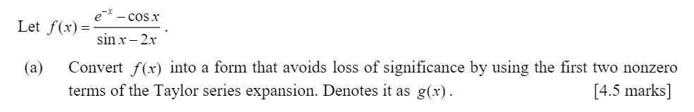 e - COS X Let f (x) = sin x - 2x (a) Convert f(x)