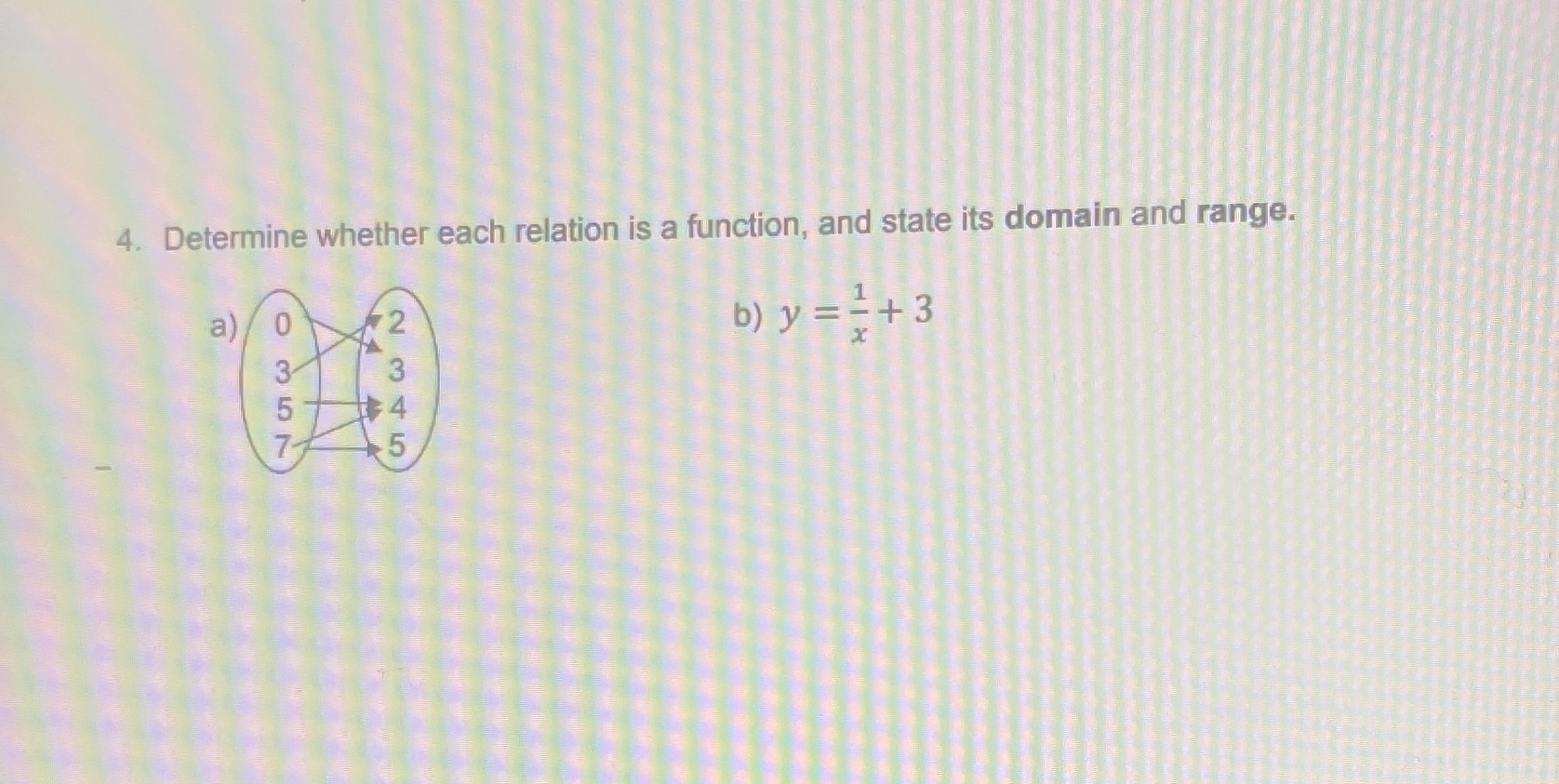 4. Determine whether each relation is a function,
