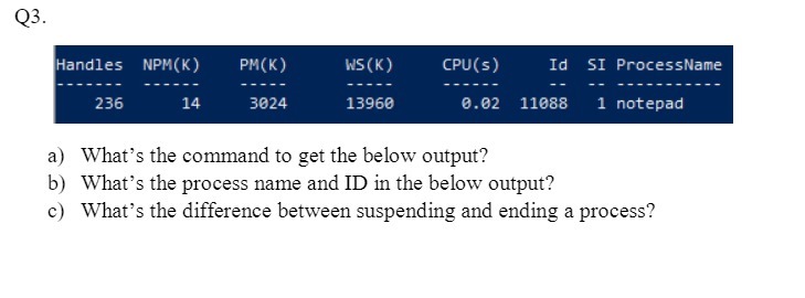 3.} What's the eomnland to get the below output?