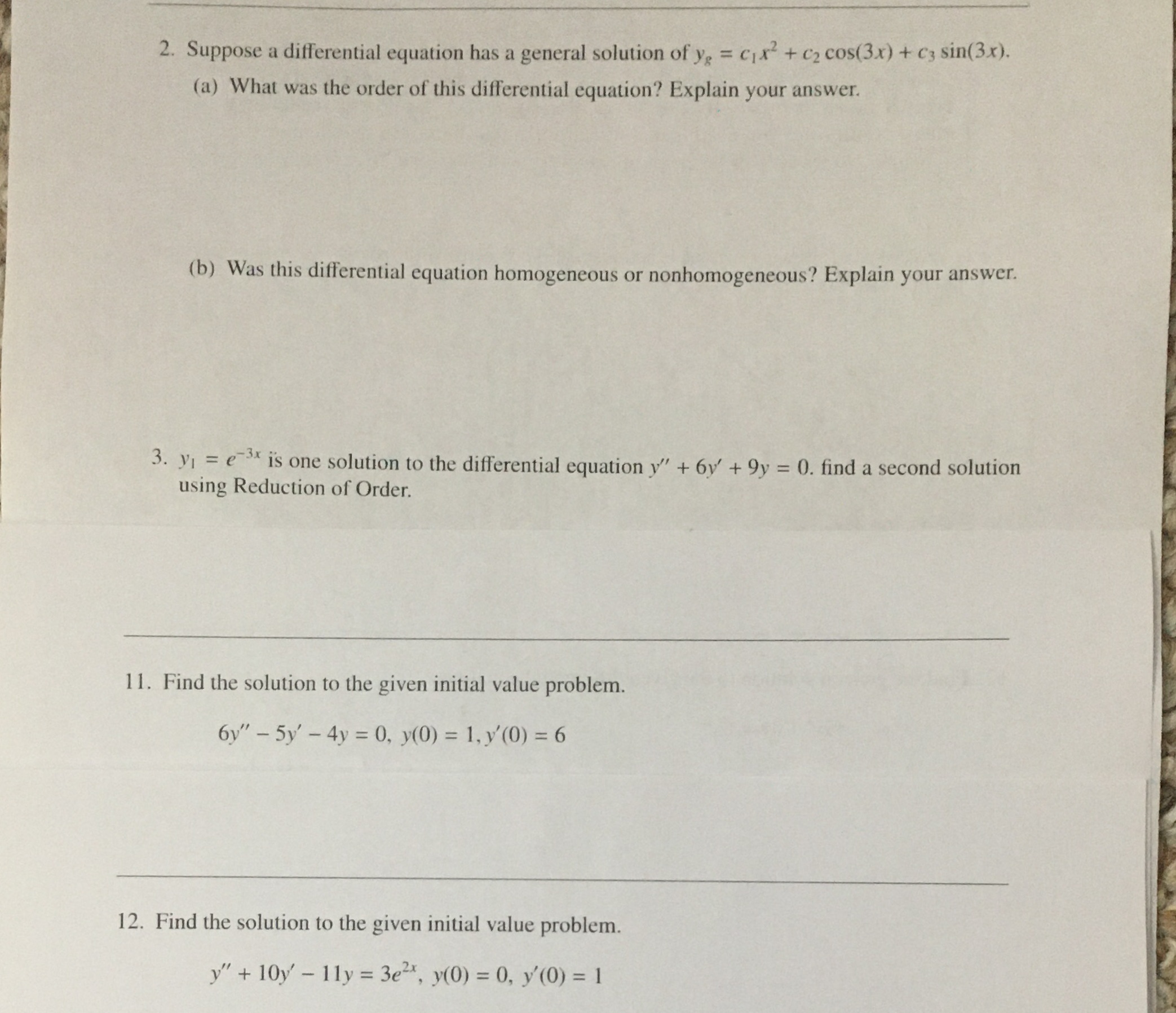 2. Suppose a differential equation has a general