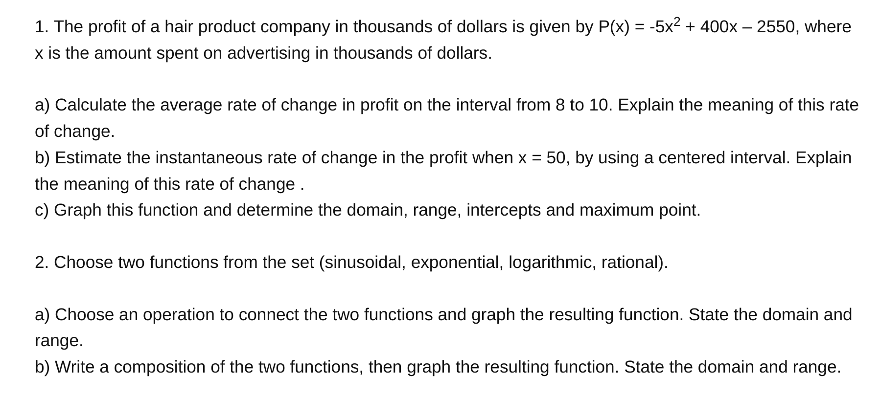 1. The profit of a hair product company in