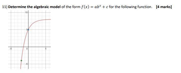 11] Detennlne the algebraic model of the form x)