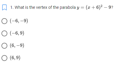\f2. Which equation represents the parabola with