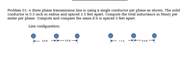 Problem 01: A three phase transmission line is