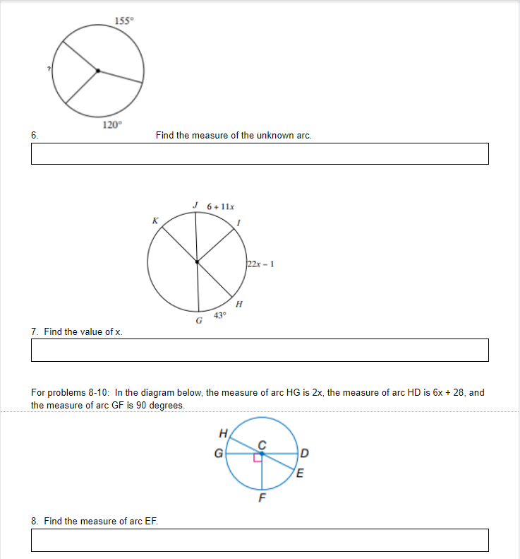155 120 6 Find the measure of the unknown arc. J