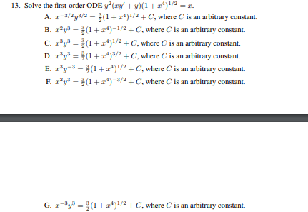 13. Solve the first-order ODE y'(ay' +