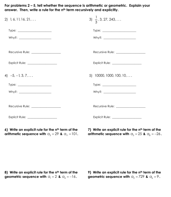 For problems 2 -5, tell whether the sequence is