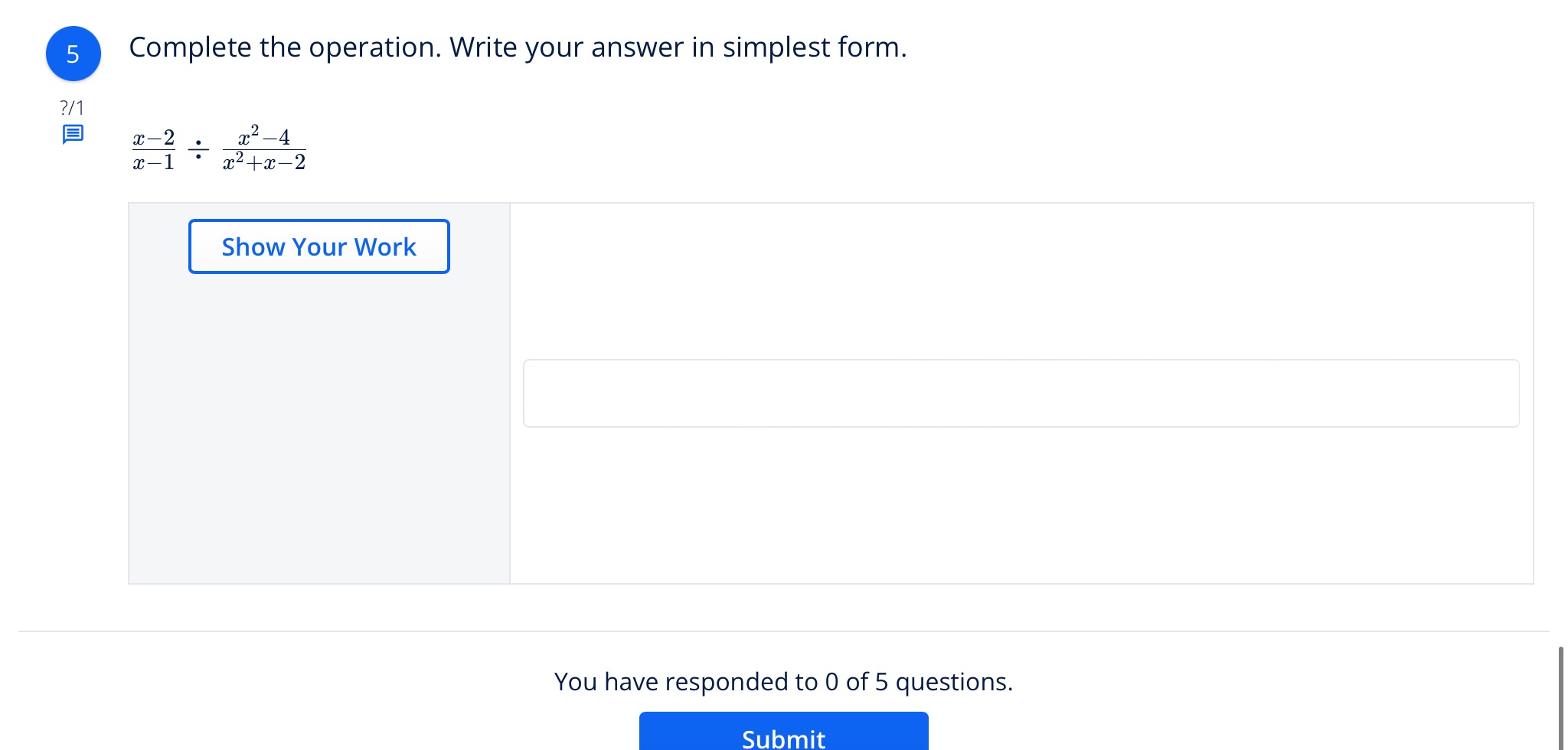 Solve 5 show all work a Complete the operation.
