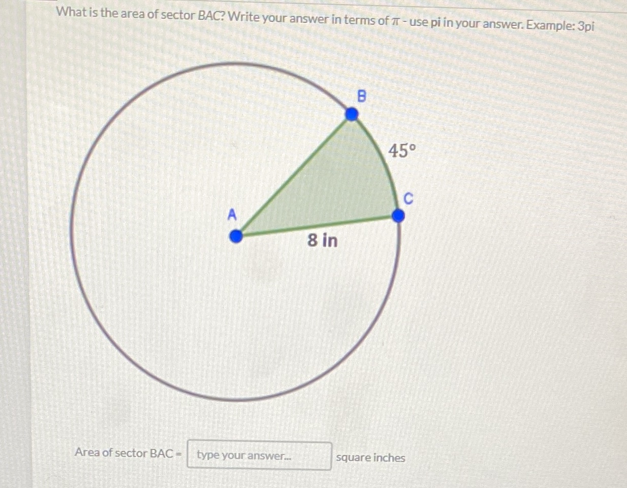 What is the area of sector BAC? Write your answer
