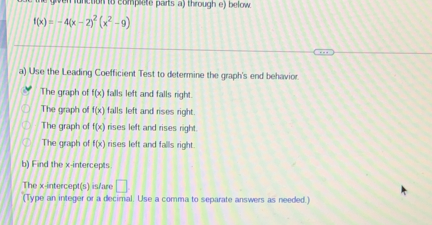 Can you Find the X intercept. State whether the