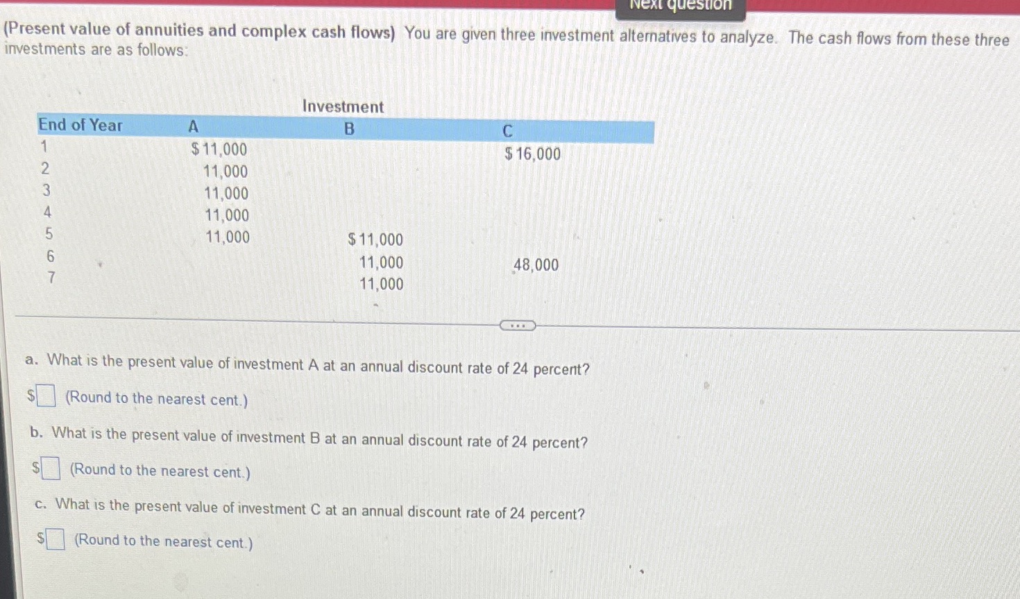Next question (Present value of annuities and