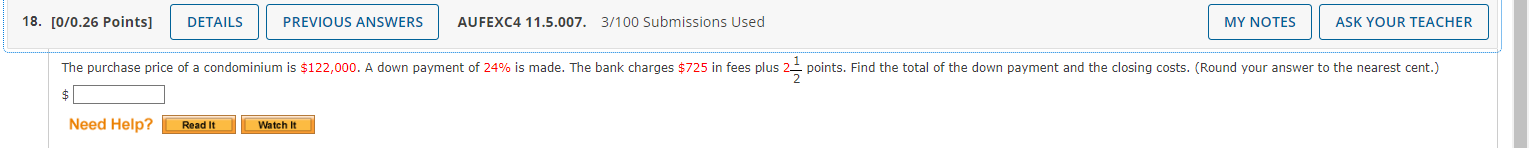 18. [0/0.26 Points] DETAILS PREVIOUS ANSWERS