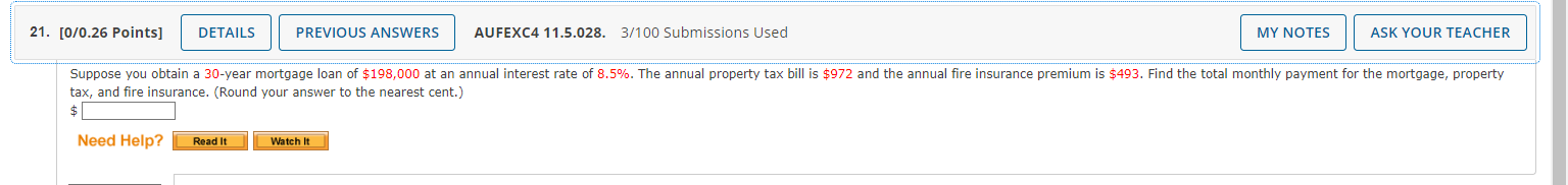 18. [0/0.26 Points] DETAILS PREVIOUS ANSWERS
