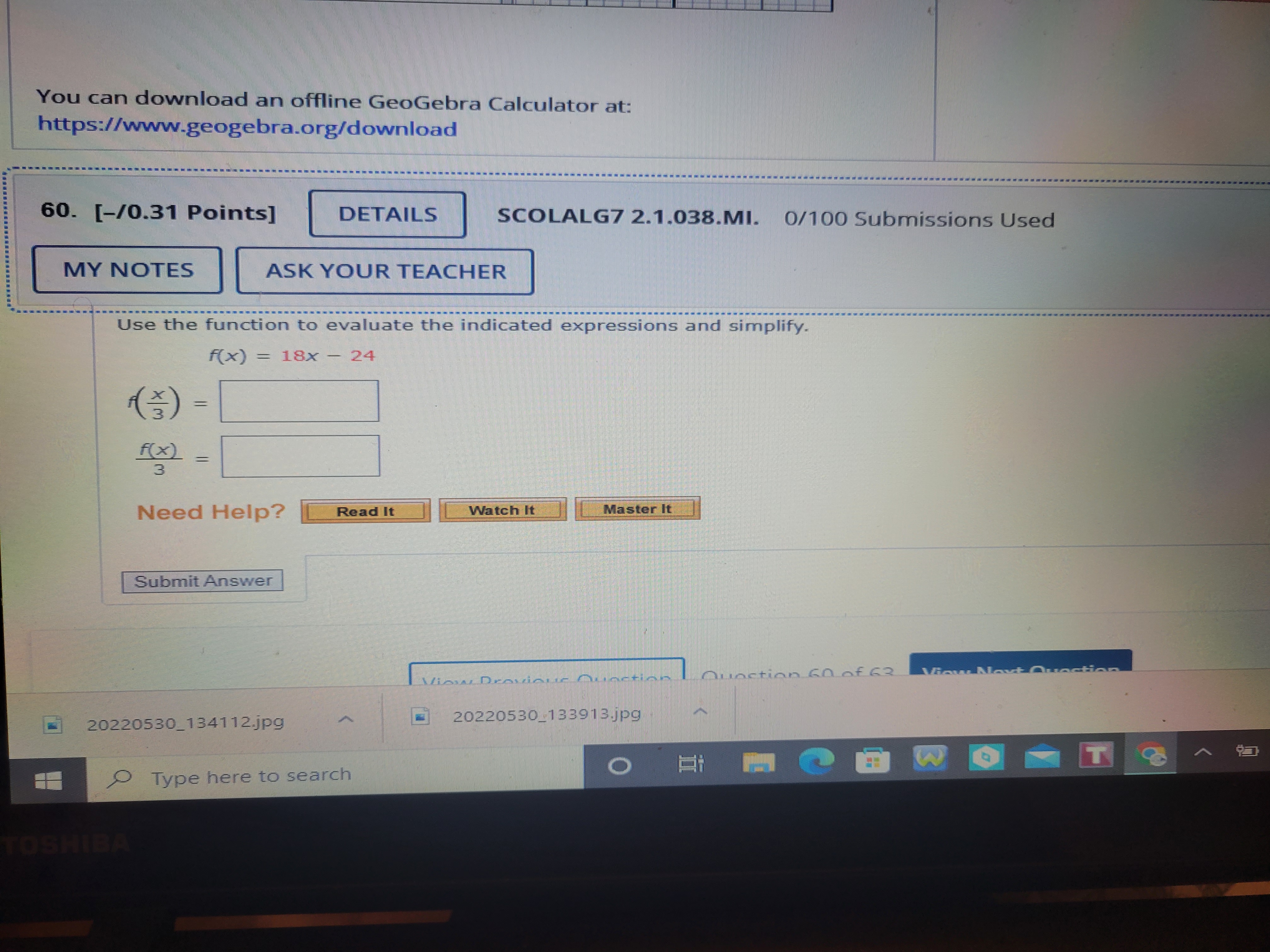 You can download an offline GeoGebra Calculator