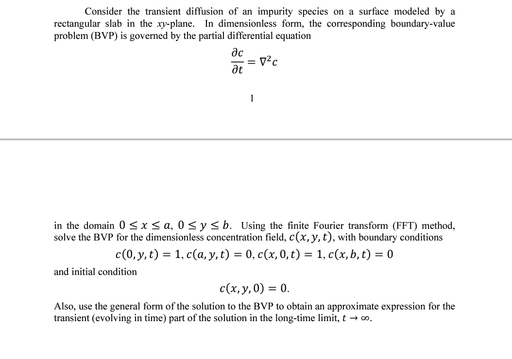 Consider the transient diffusion of an impurity
