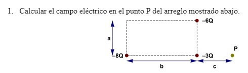 1. Calcular el campo electrico en el punto P del