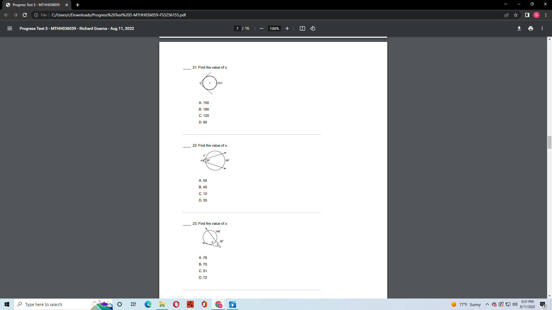 Progress Test 3 - MTHH036059 - X -> C @ File |