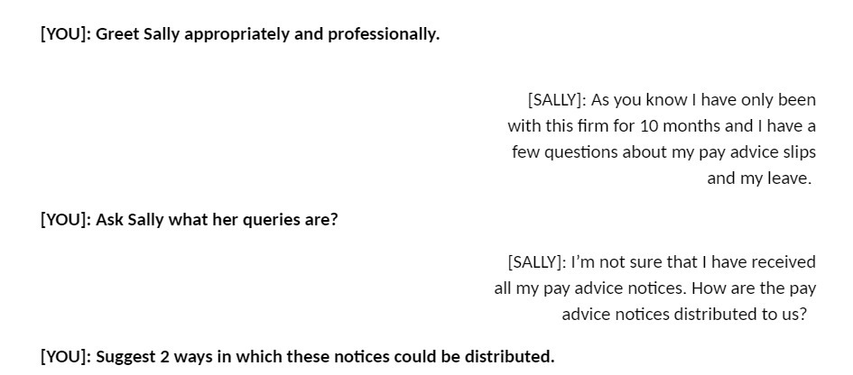 [YOU]: Greet Sally appropriately and