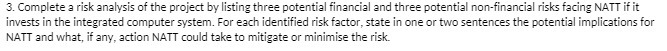 3. Complete a risk analysis of the project by