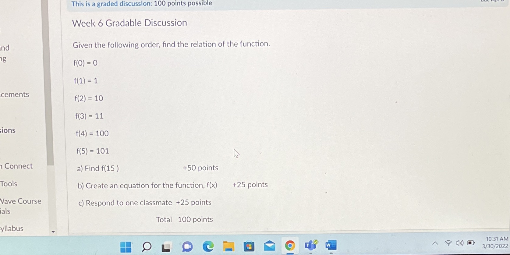 This is a graded discussion: 100 points possible