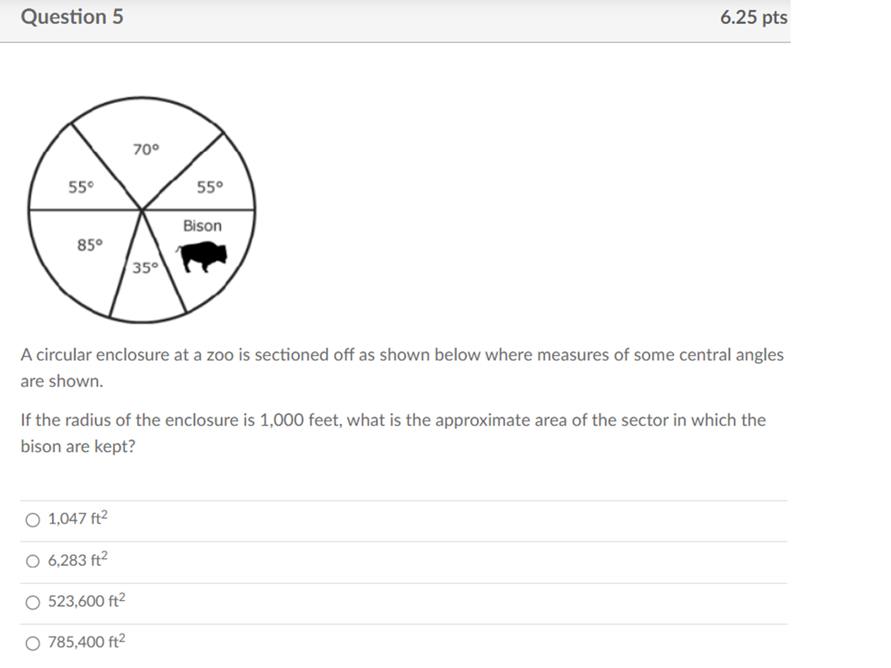 Question 5 6.25 pts A circular enclosure at a 200