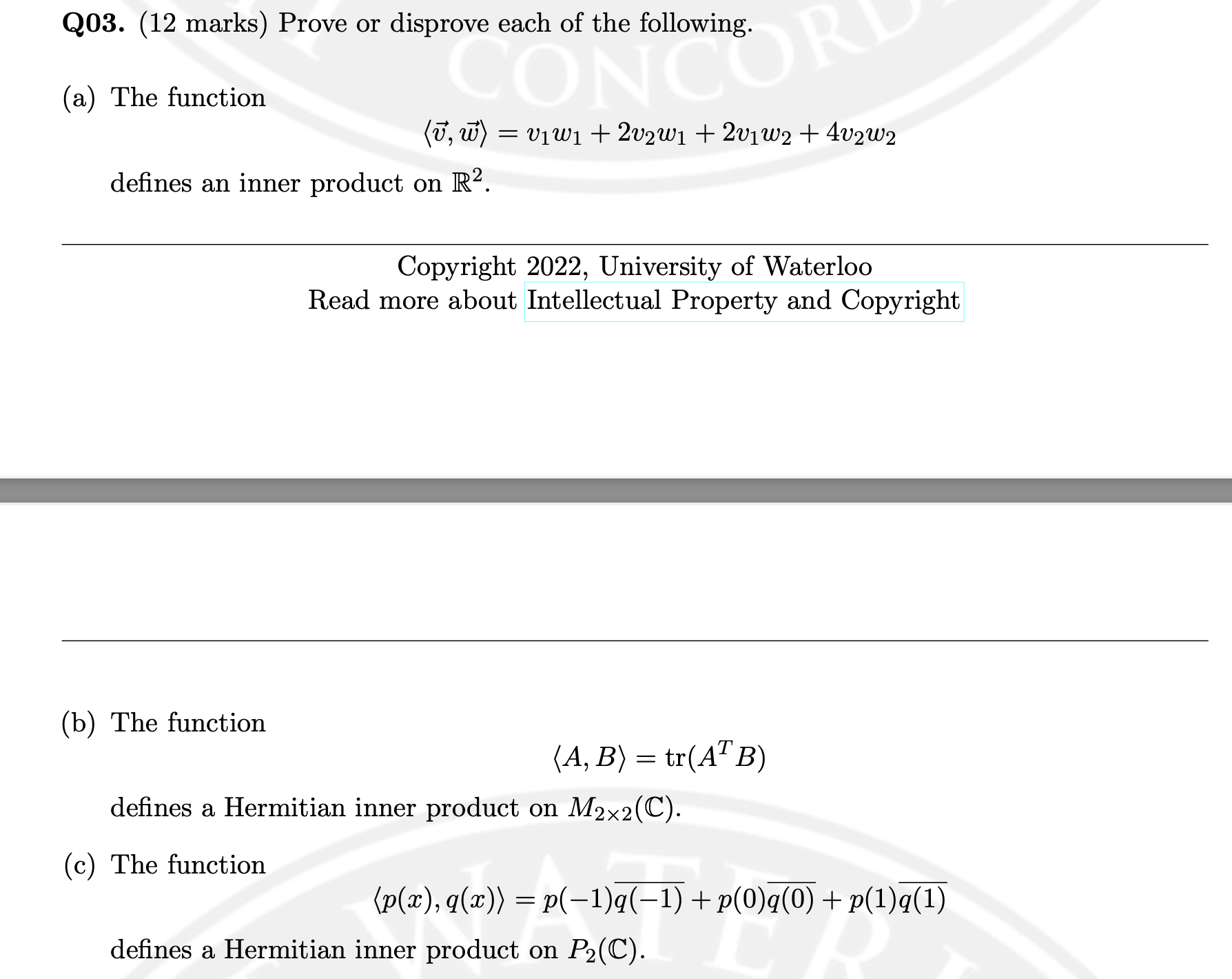 Q03. (12 marks) Prove or disprove each of the